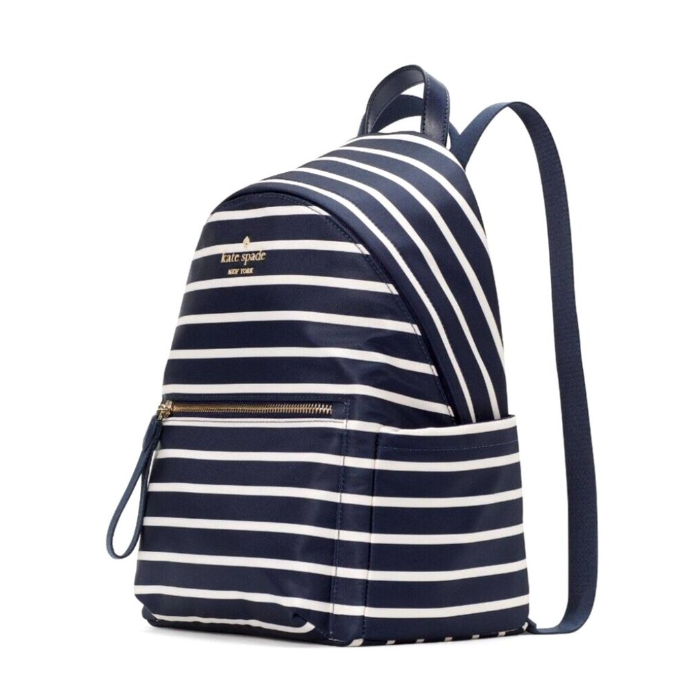 New Kate Spade Chelsea Parisian Medium Backpack & Wallet Stripes Navy Multi